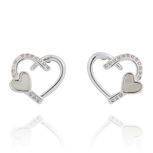 Mother of Pearl Silver Plated Heart Earrings
