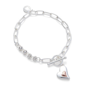 Two Tone Modern Polished Heart Necklace