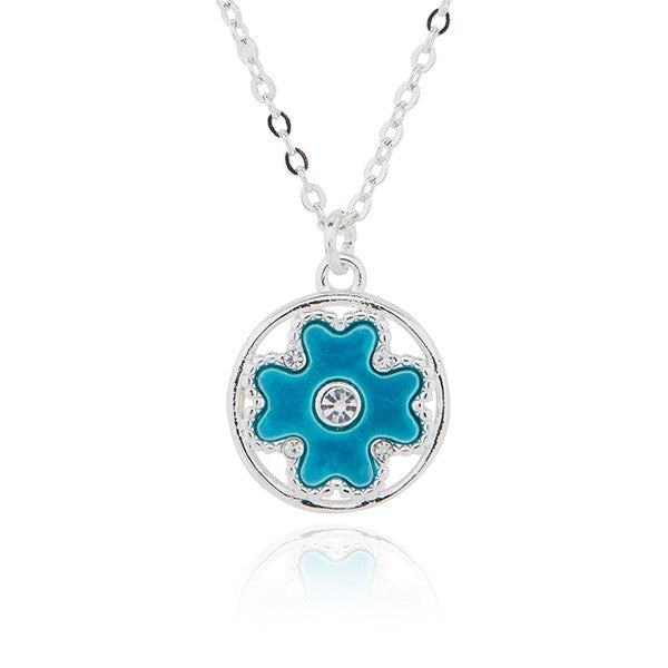 Clover Circles Mother of Pearl Silver Plated Turquoise Necklace