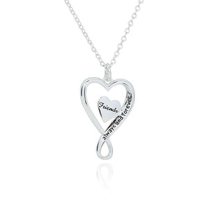 Double Heart Looped Necklace with words - Friends Always and Forever