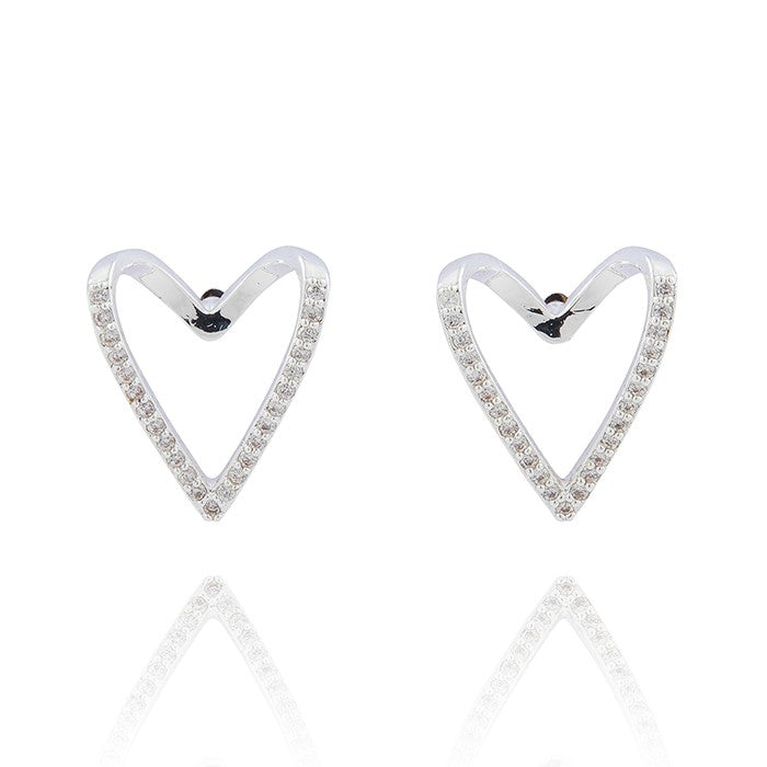 Silver Plated 3DSparkly Heart Earrings