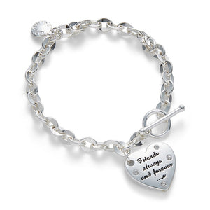 Due Silver Plated Friends Bracelet with Heart - Friends Always and Forever