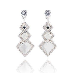 Silver Ice Silver Plated Hanging Diamante Earrings