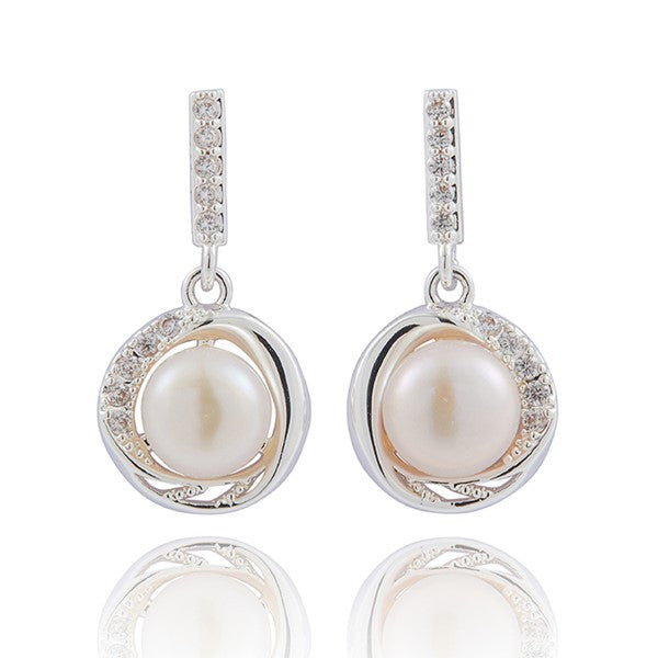 Freshwater Pearl Silver Plated Drop Earrings