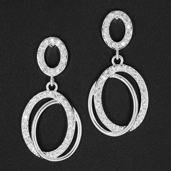 Sparkled Dangle Rings Silver Plated Earrings