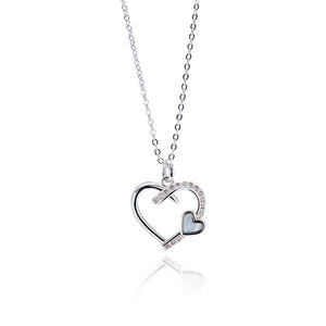 Silver Plated Mother of Pearl Heart Necklace