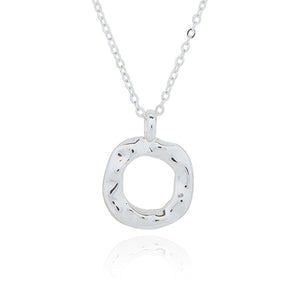 Molten Hollow Circle Silver Plated Necklace