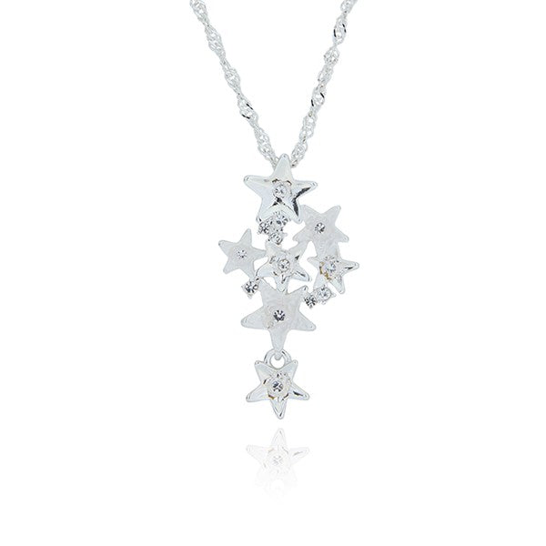 Silver Ice Silver Plated Star Cluster Necklace
