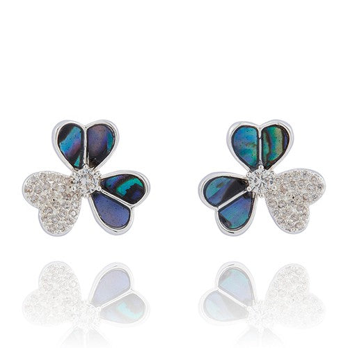 Paua Shell Silver Plated Heart Earrings