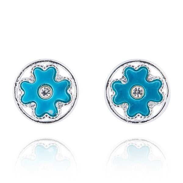 Clover Circles Mother of Pearl Silver Plated Turquoise Earrings