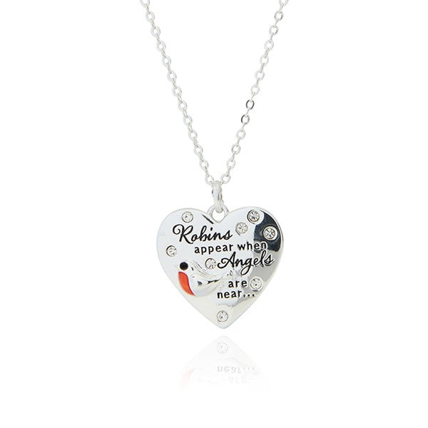 Robins Necklace with words - Robins Appear When Angels are Near