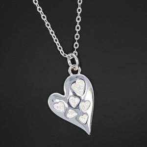Silver Ice Silver Plated Etched Hearts Necklace