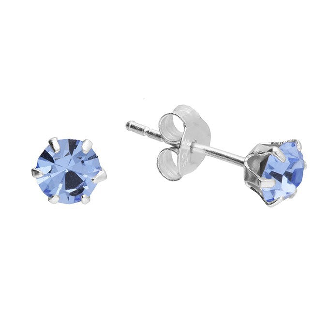 Sterling Silver Austrial Crustal Stud Light Saphire earrings