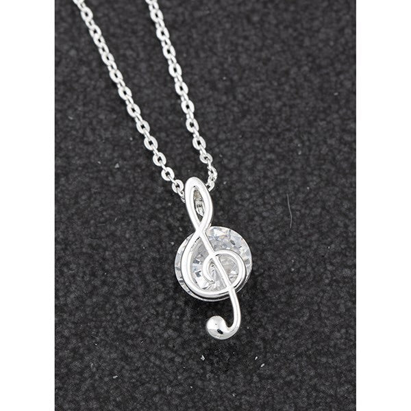 Music Collection Silver Plated Treble Clef Necklace
