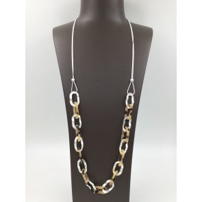 Long Necklace with Large Links in Two Colours