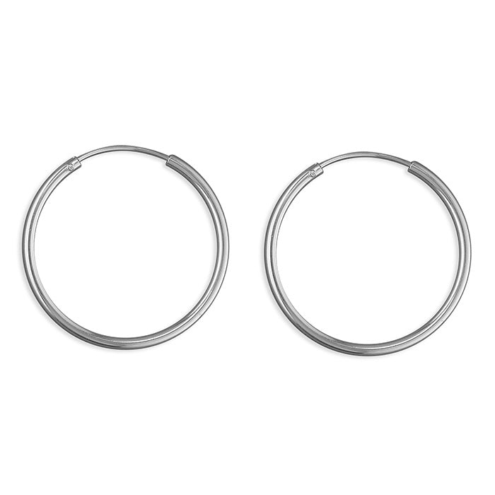 Sterling silver 25mm plain sleeper hoop earring