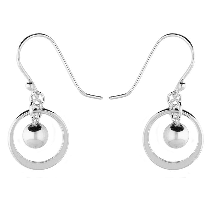 Sterling Silver Circle Hook Drop Earrings