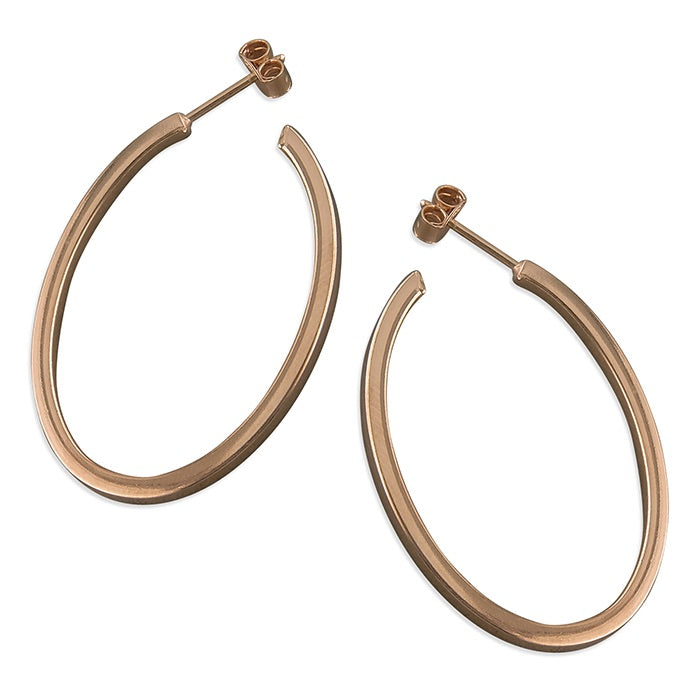 Sterling silver Rose Gold Plated Oval Hoop Earrings