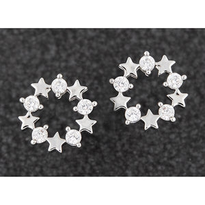 Celestial Stars Stud Platinum Plated Earrings