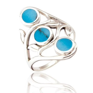 Sterling Silver Turquoise Stone Ring with Three Stones