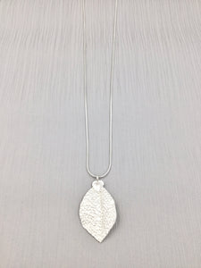 Long Necklace with Leaf Pendant in Two Colours
