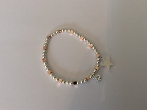 Silver and Rose Gold Plated Elegant Bracelet With Heart Charm