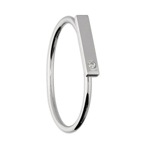 Sterling Silver Cubic Zirconia Thin Bar Ring