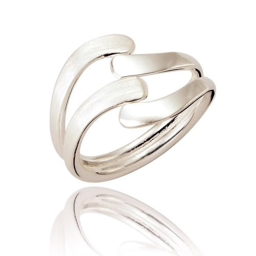Sterling Silver Small Statement Ring in Brushed and Highly Polished Silver