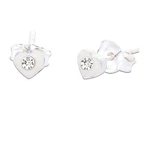 Sterling Silver White Heart Stud Earrings