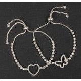 Silver Plated Friendship Bracelet with Symbol - Comes In 2 Options - Heart or Butterfly