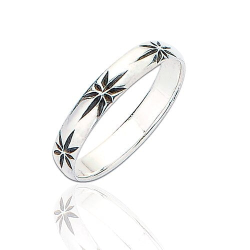 Sterling Silver Ring with Star Pattern