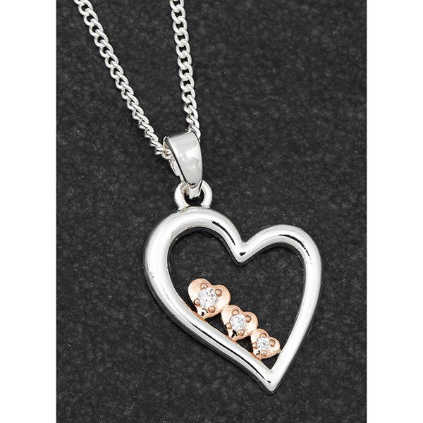 Two Tone Hearts Necklace
