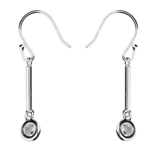 Sterling silver cubic zirconia on bar hook-in drop earrings