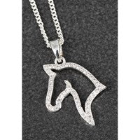 Country Silver Plated Diamond Horse Head Necklace