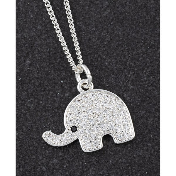 Silver Plated Sparkly Elephant Necklace