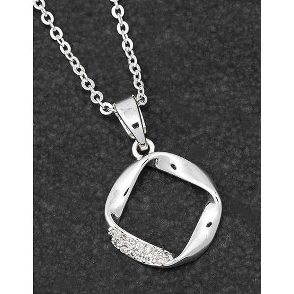 Twisted Pave Ring Silver Plated Necklace