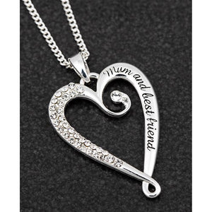Sentiment Looped Silver Plated Heart Necklace with Mum and Best Friend