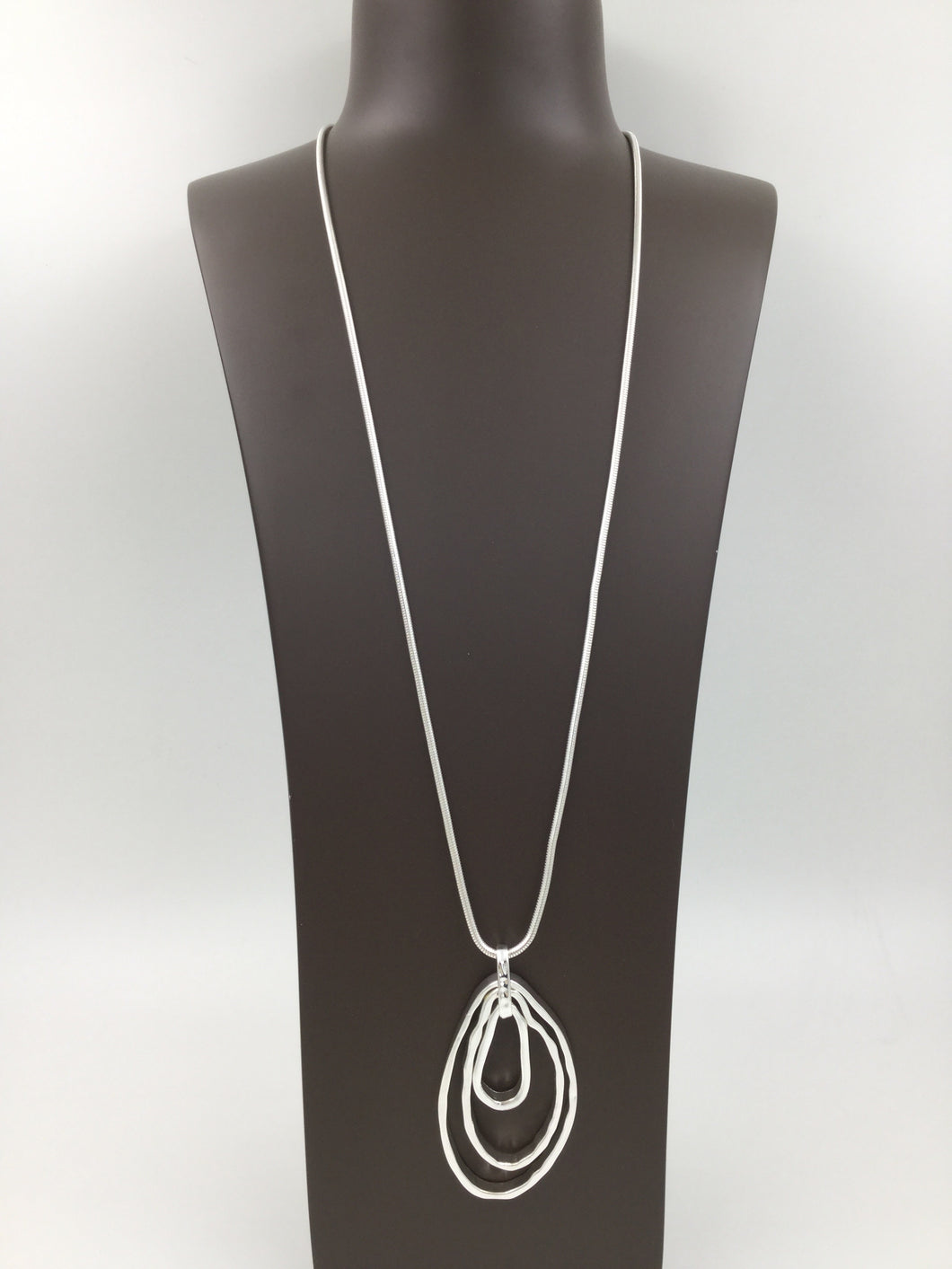 Long Oval Necklace with Two Oval Shapes Inside