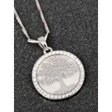 Silver Plated with Mother of Pearl Tree of Life Necklace