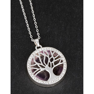 Silver Plated Amethyst Tree of Life Necklace