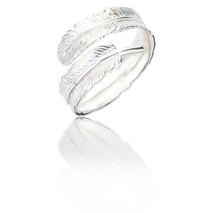 Sterling Silver Satin Finish Feather Ring - Expandable