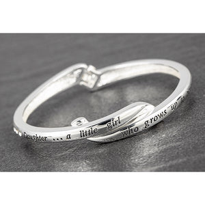 Silver Plated Cross Over Daughter Bangle with Engraving