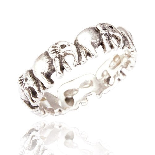 Sterling Silver Continuous Elephant Ring