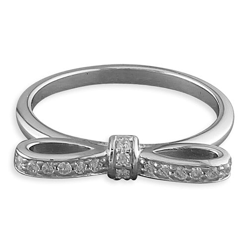 Sterling Silver Rhodium Plated Bow Ring