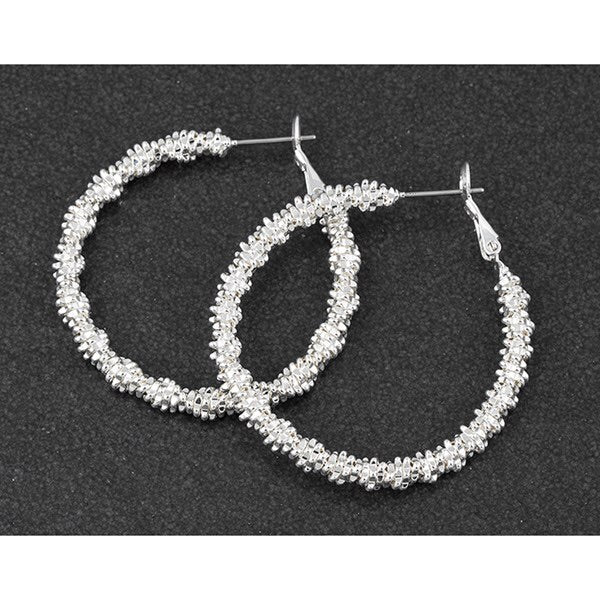 Modern Lines Silver Plated Hoop Earrings