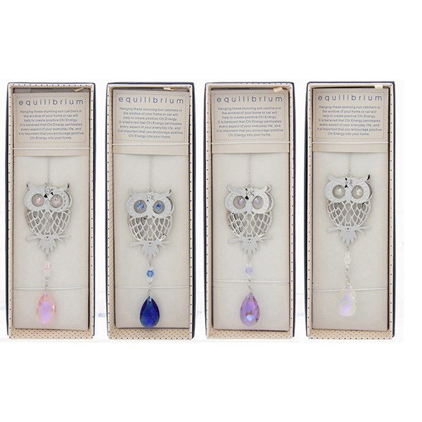 3D Wise Owl Suncatcher - Comes with 4 different Coloured Stones
