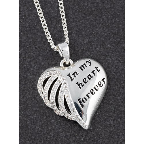 Guardian Angel Silver Plated Necklace - In my heart forever