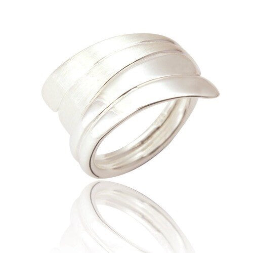 Sterling Silver Statement Ring In Frosted and Highly Polished Silver