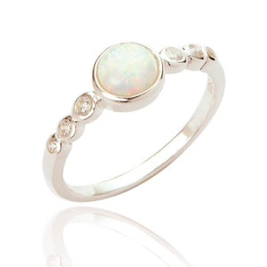 Sterling Silver Ring with White Opal