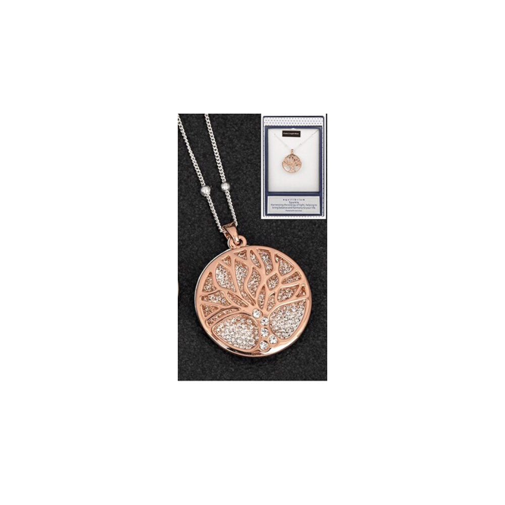 Silver plated or Rose Gold Plated Tree of Life Long Necklace